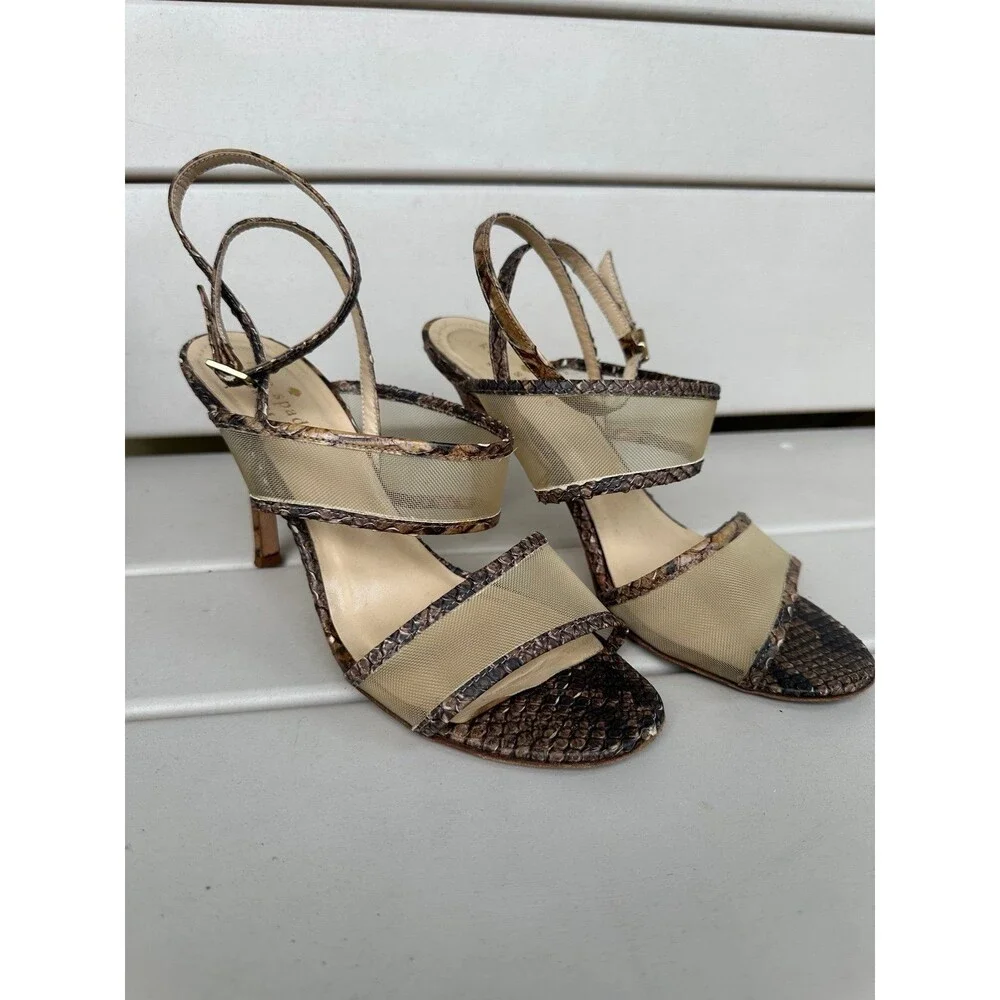 Kate Spade New York Italian Vero Cuoio Textured Snakeskin Mesh Stiletto Heels 7
